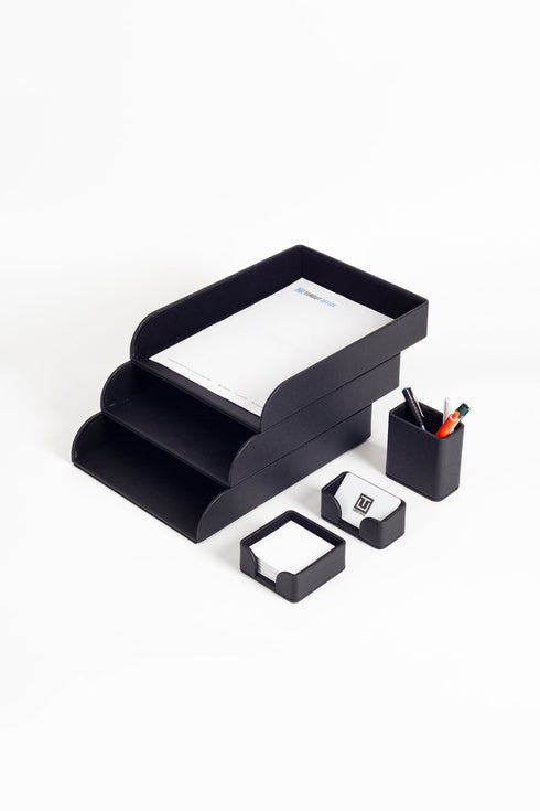 Felix Leather Desktop Set 6 Pieces Black